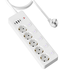 热卖带过载保护的欧盟电源板5个插座带USB a和USB C端口工厂批发智能电源插座