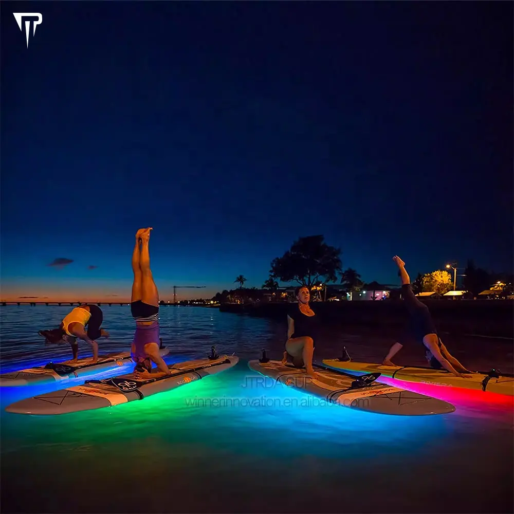 JTRDA kürek kurulu üreticileri toptan fiyat LED ışıkları ile şişme sup tahtası sörf tahtası