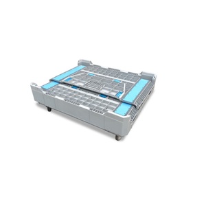 Contenedor a granel plegable grande apilable sólido de entrada de cuatro vías con ruedas - Product Image 3