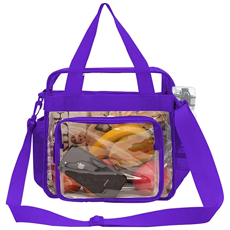 Commercio all'ingrosso Logo personalizzato produttore impermeabile in PVC trasparente borsa da spiaggia a tracolla riciclata trasparente Shopping Bag