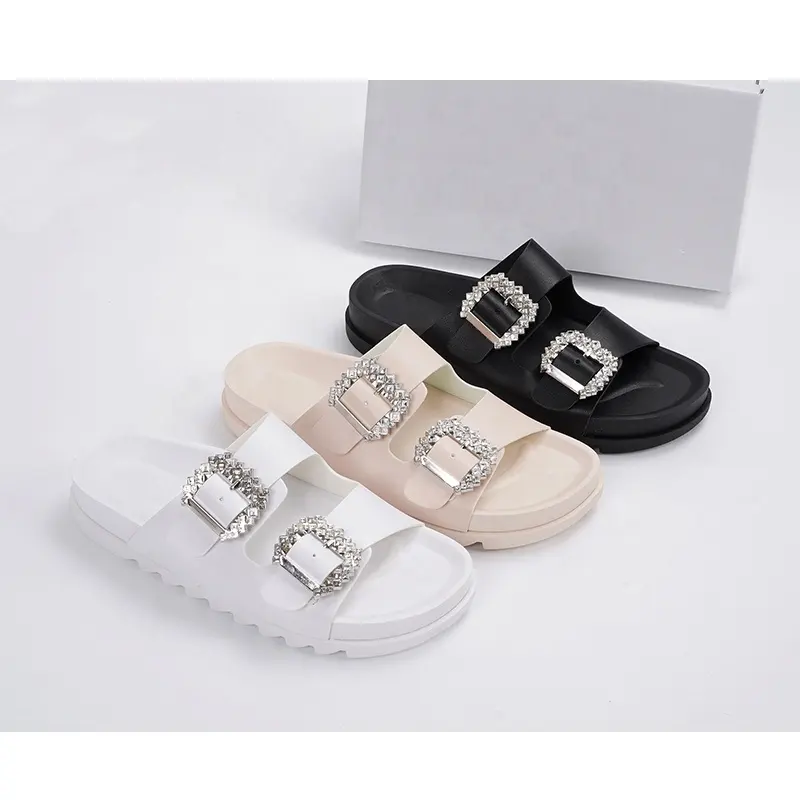 High Class Shining Crystal Slippers Women Buckle Sandals Classical Roman Sandals Outdoor Slides Slippers For Women