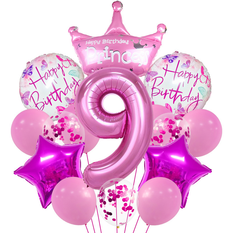 Pink balloons set 9 year