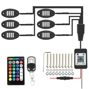 Bluetooth APP renkli şasi işık 4 6 8 10 12 RGB atmosfer ışığı çift uzaktan kumanda 12v kaya işık için kamyon - Product Image 3