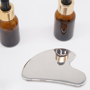 Ücretsiz Logo cilt bakımı guguaraçları masaj kalp şekli 304 paslanmaz çelik Gua Sha aracı için yüz ve boyun yeşim - Product Image 3