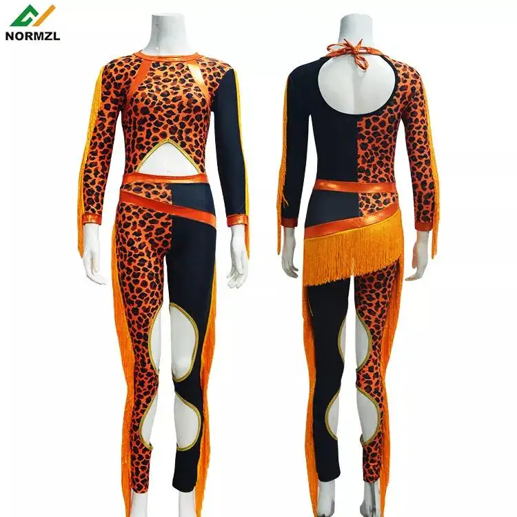 Uniforme de leopardo sexy para entrenamiento de animación, Ropa de baile de cintura alta, traje de equipo de majorette