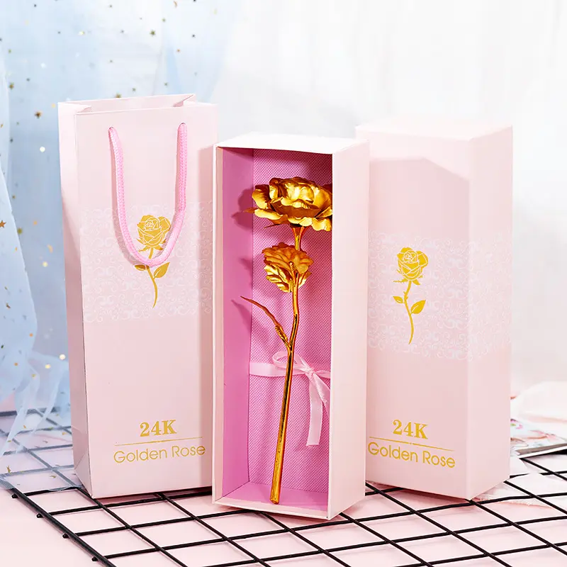 Regali unici con 24K placcato oro artificiale per sempre rosa personalizzato regali di fidanzamento regali di compleanno giorno di san valentino per lei