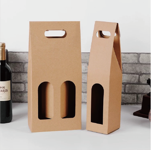 批发2瓶纸酒礼品发货包装盒酒盒包装带窗 - Product Image 1