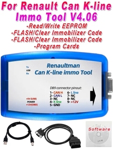 Per Renaultman può K-line Immo V4.06 strumento OBD2 Read/Write EEPROM o FLASH ECU strumento programmatore - Product Image 6