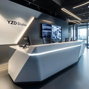 Long Rectangle <strong>Counter</strong> <strong>Height</strong> Office <strong>Table</strong> White Corian Bar <strong>Table</strong> Tall Meeting Office Desk <strong>Table</strong> With Led Light - Product Image 6