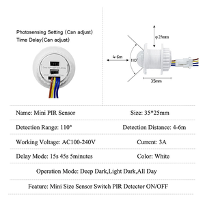 Retardo de tiempo ajustable 110V-220V altamente sensible Auto ON/OFF PIR Sensor de movimiento infrarrojo interruptor de modo Detector interruptor de luz - Product Image 2