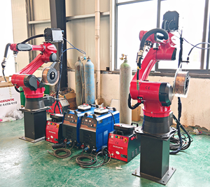 Industriale 6 assi Robot braccio di saldatura Robot con posizionatore Raycus fibra/Mig Tig CO2 automatico di programmazione sistema di saldatura