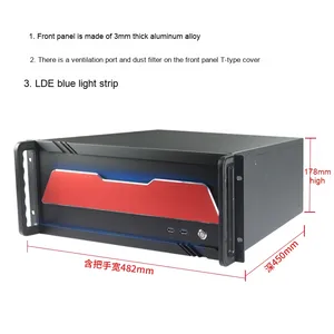4Uインダストリアルコントロールラックパーソナライズされた赤アルミパネルLEDライトUSB 3.0非編集サーバーコンピュータファン在庫あり - Product Image 2