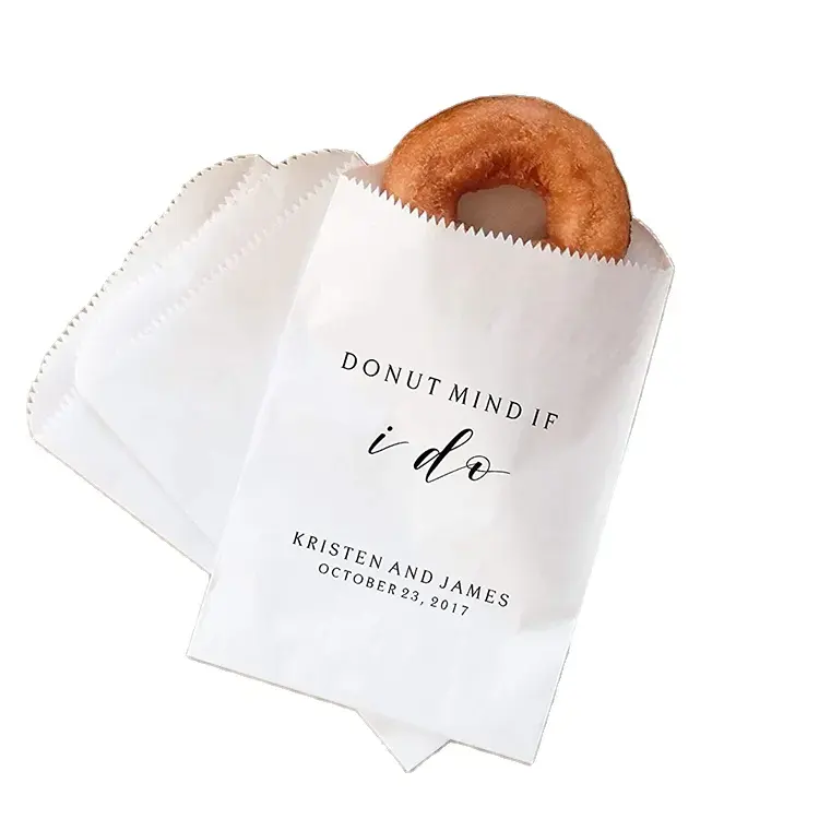 Bolsa Biodegradable de embalaje para alimentos, bolsa de embalaje de pan de papel Kraft blanco y marrón a prueba de grasa para rosquilla, sándwich, Baguette, hamburguesa, galletas