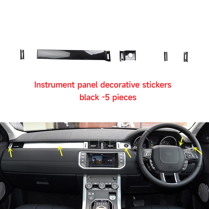 Autocollants décoratifs tableau de bord noir-5 pièces