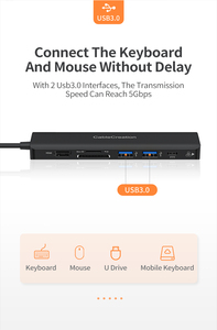 7 Port Usb C Hub tipi C Hdmi RJ45 Ethernet Usb 3.0 mikro Sd / TF kart okuyucu için Nintendo anahtarı Dongle - Product Image 4