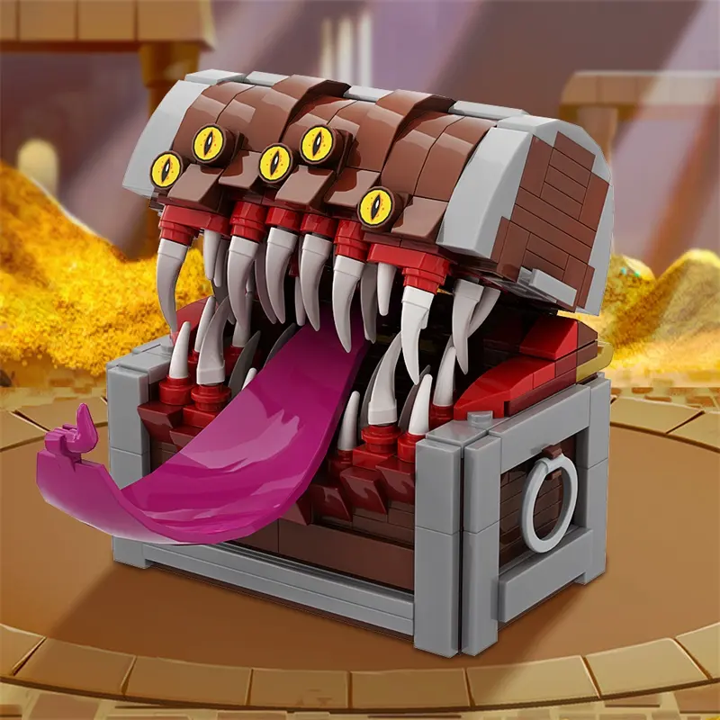 Goldmoc hazine göğüs canavar yapı taşı seti mimik göğüs oyunu rakamlar Diabloed oyuncaklar tuğla bulmaca kutusu oyuncak