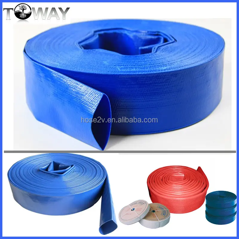 Blue Flexible Light 2 Inch Agricultural Irrigation Water Discharge PVC Layflat Hose