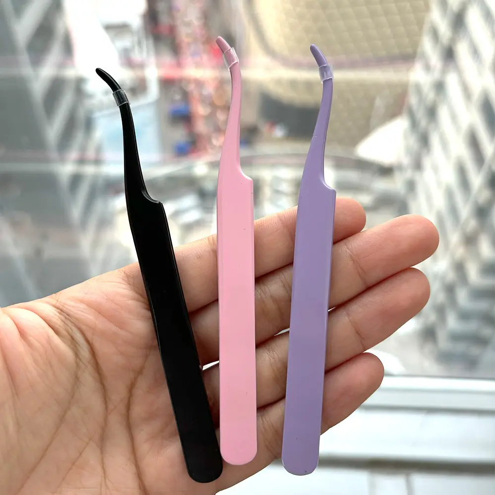 New Eyelash Applicator Tool DIY Lash Tweezers Curved Eyelash Tweezers for Easy Lashes Application and Removal