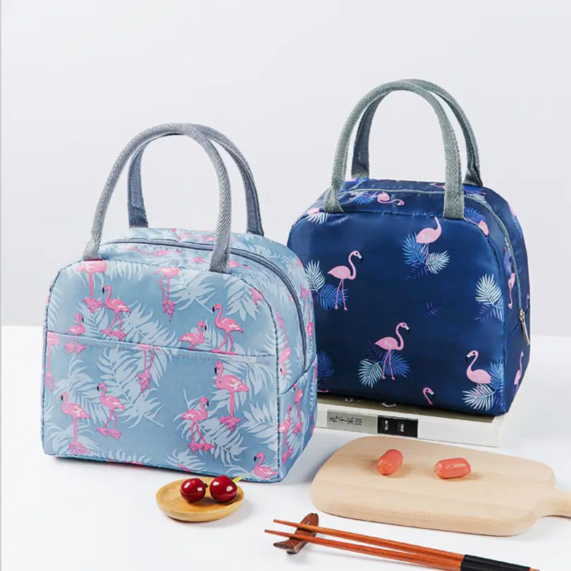 2023 yalıtımlı öğle yemeği çantası termal özel flamingolar baskılı alışveriş çantası çanta soğutucu piknik gıda öğle yemeği çantası