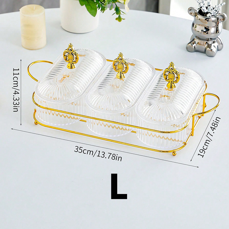 Transparent oval dish with lid L