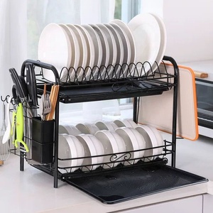 2 katmanlı mutfak tabak rafı raf çanak Metal bulaşık bulaşıklık kurutma rafı eşyaları çift katlı bulaşıklık - Product Image 3