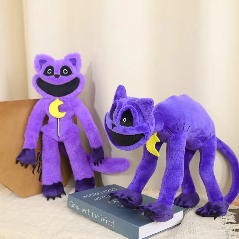chapter 3 cat nap game plush purple cat plush toy with bog mouth