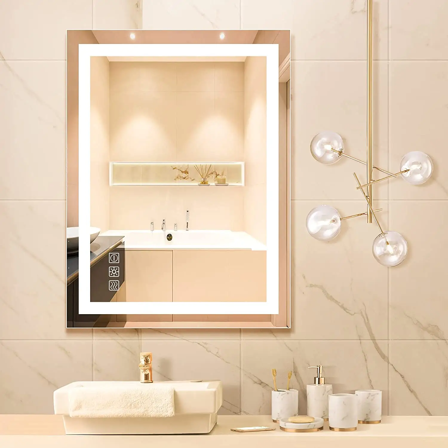 HIXEN 18-5A Prix d'usine Style moderne Montage mural Vanité Salle de bain Toilette Lumière LED Miroir intelligent