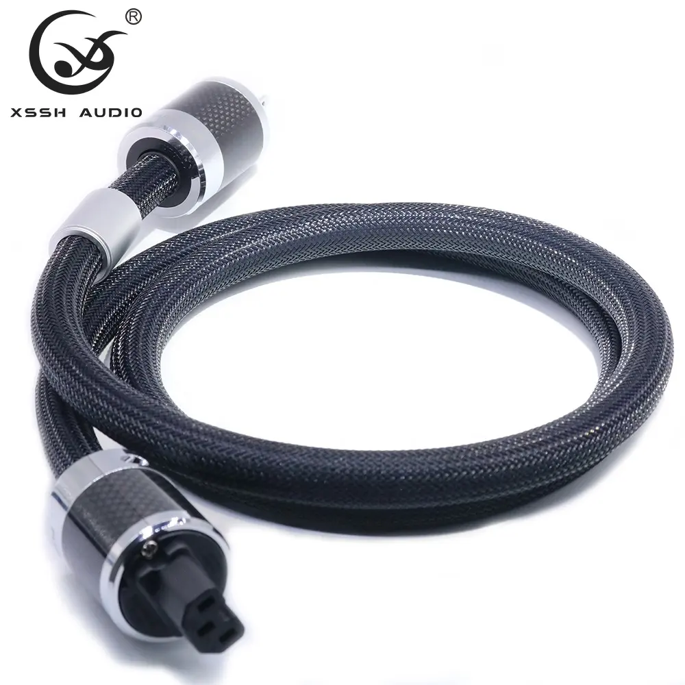 XSSH-cable de línea eléctrica para amplificador de Audio y vídeo, cable de alimentación de 3 núcleos de cobre puro OFC, Hifi, macho, hembra, estadounidense