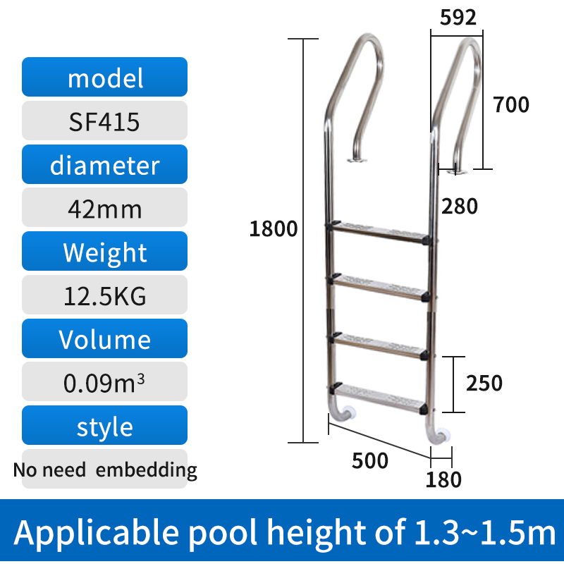 304#Échelle de piscine SF-415 Argent