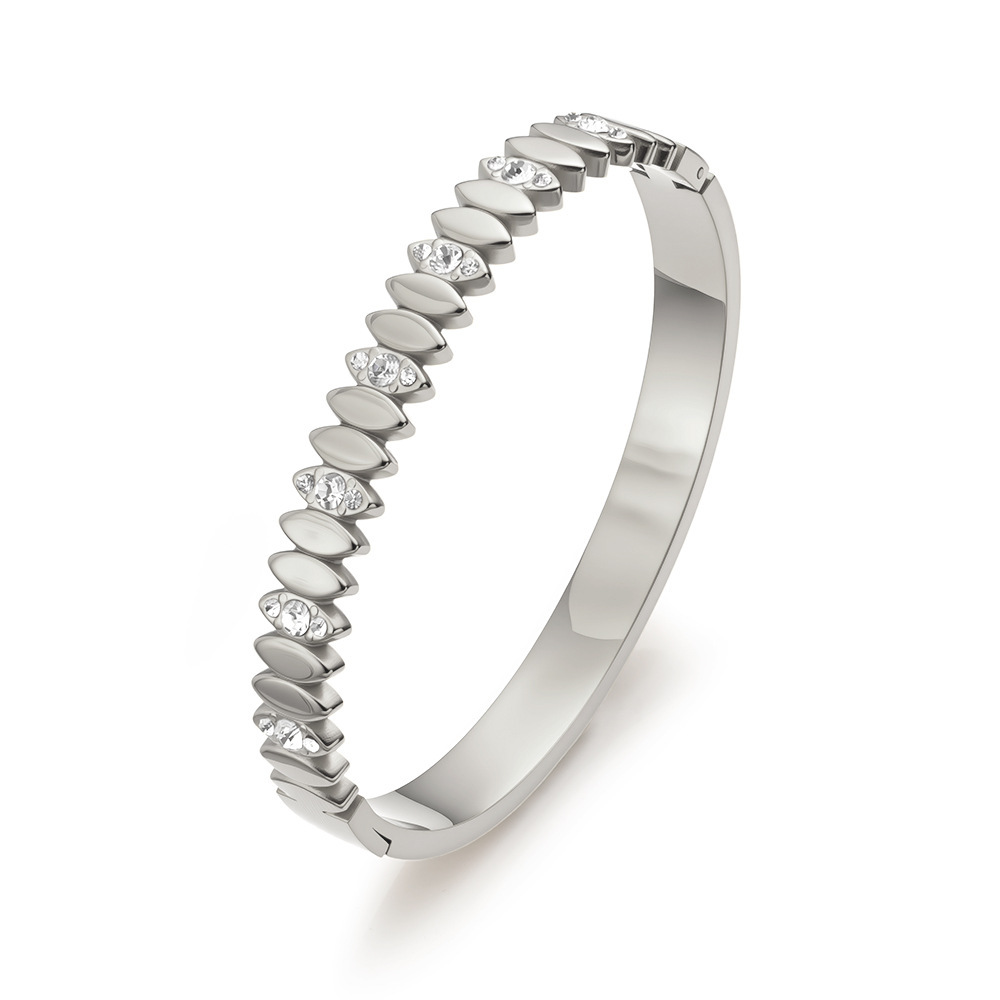Bracciale Hmsz013 a forma di salice in zirconia color acciaio - 861 mm