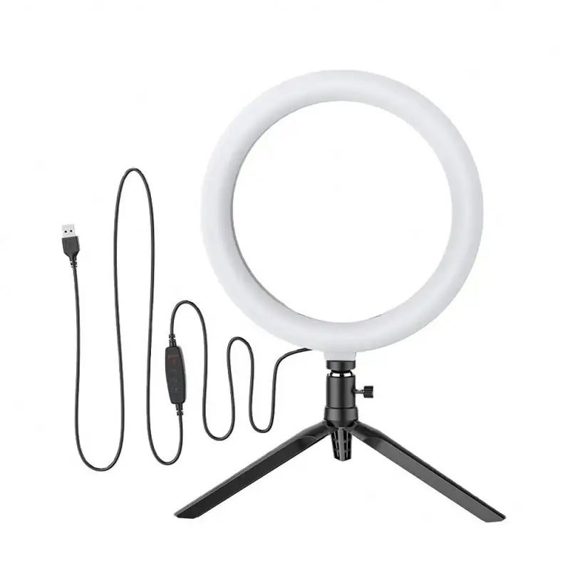 Jumon 8 IN Ring Light For Desk 26 CM Tripod With Remote Tripod Phone Holder Bright Ring Light Audio Led Ring Tripod With Lamp