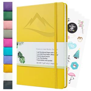 Cuaderno de tapa dura de PU A5 personalizado de alta calidad, diario de cuero con impresión en blanco con portalápices elástico, cuaderno con bolígrafo