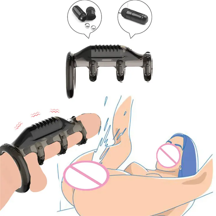 Ritardo dell'eiaculazione maschile manicotto del cazzo pene anello vibrante cinturino Dildo stimolatore del punto G vibratore estensione dell'ingrandimento del cazzo per gli uomini