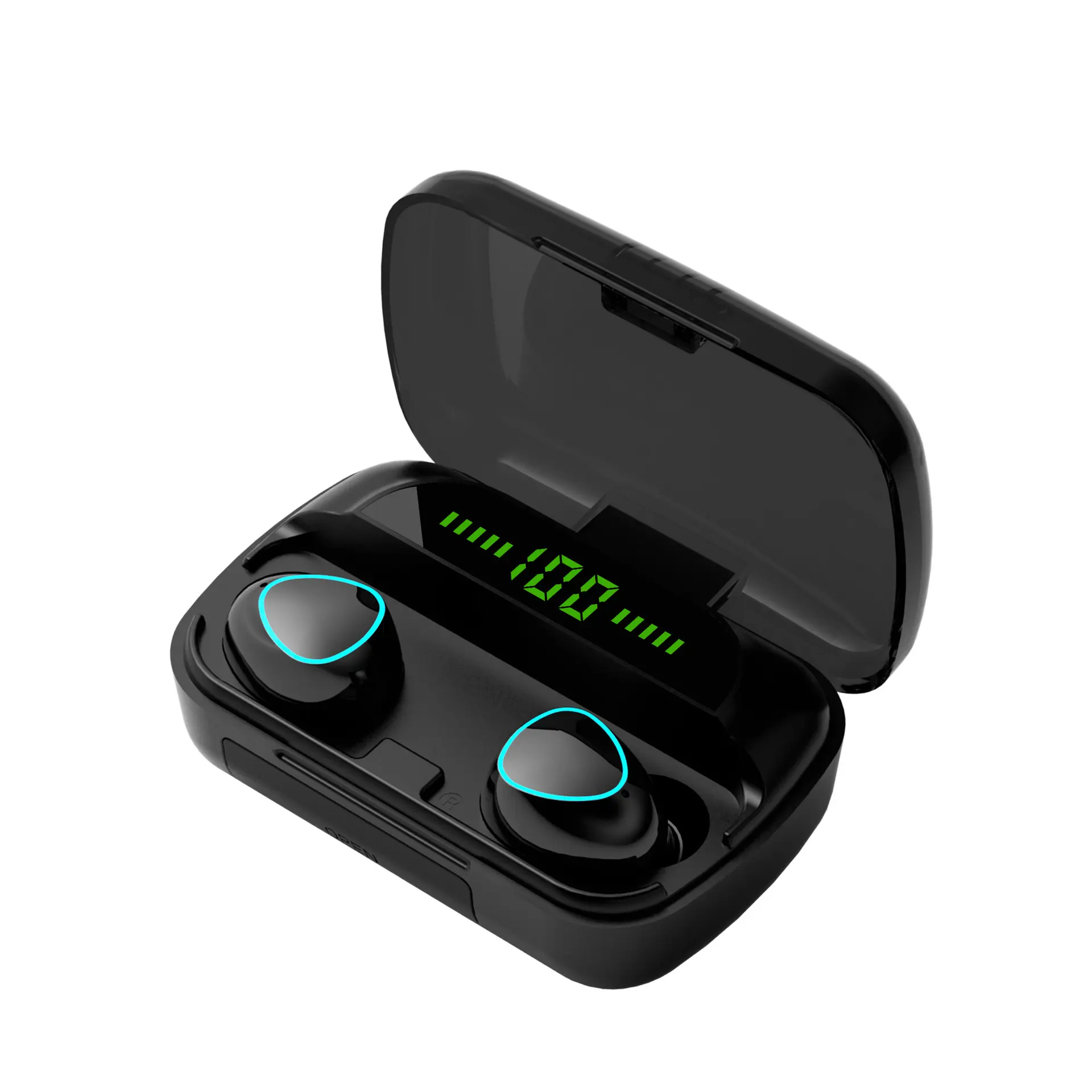 OEM M10 TWS earphone 5.1, Headset Gaming olahraga 9D Stereo tahan air dengan tampilan LED nirkabel