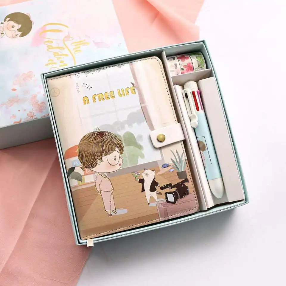 Cute Mini Gift Pack Notebook Journal Stationery Set With Pen And Sticker Tape For Kids