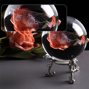 Minyatür gezegenler modeli küre süs kristal süs lazer kazınmış güneş sistemi topu 3d kristal top süsleme - Product Image 2