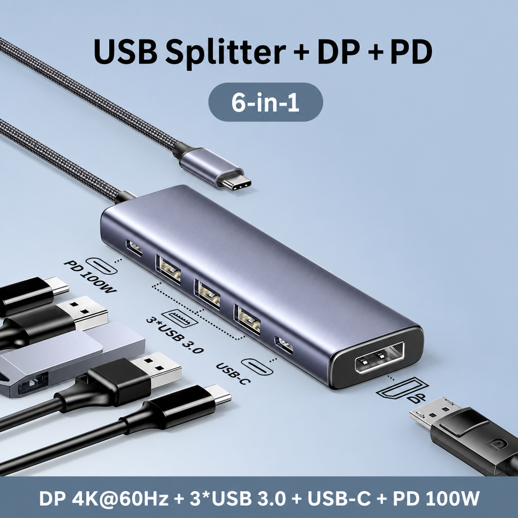 Adaptateur DP 6-en-1 4K@60Hz