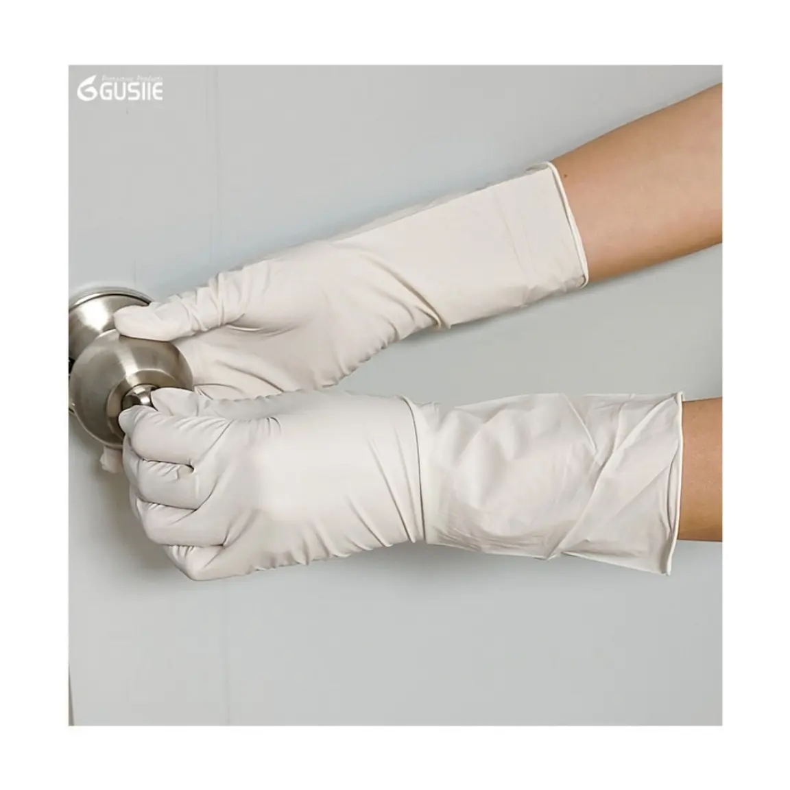 Gusiie safety gloves nitrile 12inches 6mil white cleanroom xl sizes powdered-free single use work gloves for protect