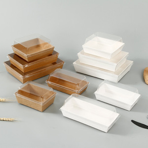 Dùng Một Lần Pastry Món Tráng Miệng Tiramisu Bánh Thực Phẩm Container Bao Bì Takeaway Sushi Phục Vụ Kraft Hộp Giấy Với Rõ Ràng Nắp Nhựa - Product Image 4