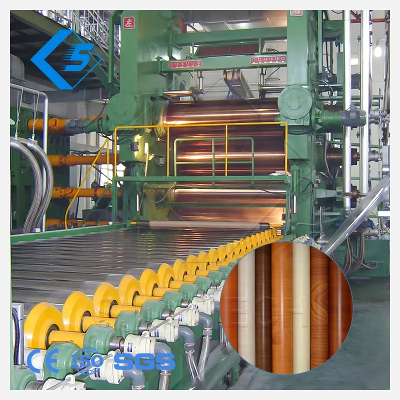 Energy saving PVC strong coated overlay film making machine 4 roll calender line can be used on door panel, furniture surface