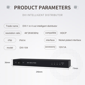 TONLI 4K <strong>4</strong>-Port DVI <strong>Splitter</strong> 1X4 <strong>1</strong>-in-<strong>4</strong>-out Video Distribution Duplicator 3840*2160 DVI to <strong>4</strong> DVI <strong>Splitters</strong> &amp; Converters - Product Image 5