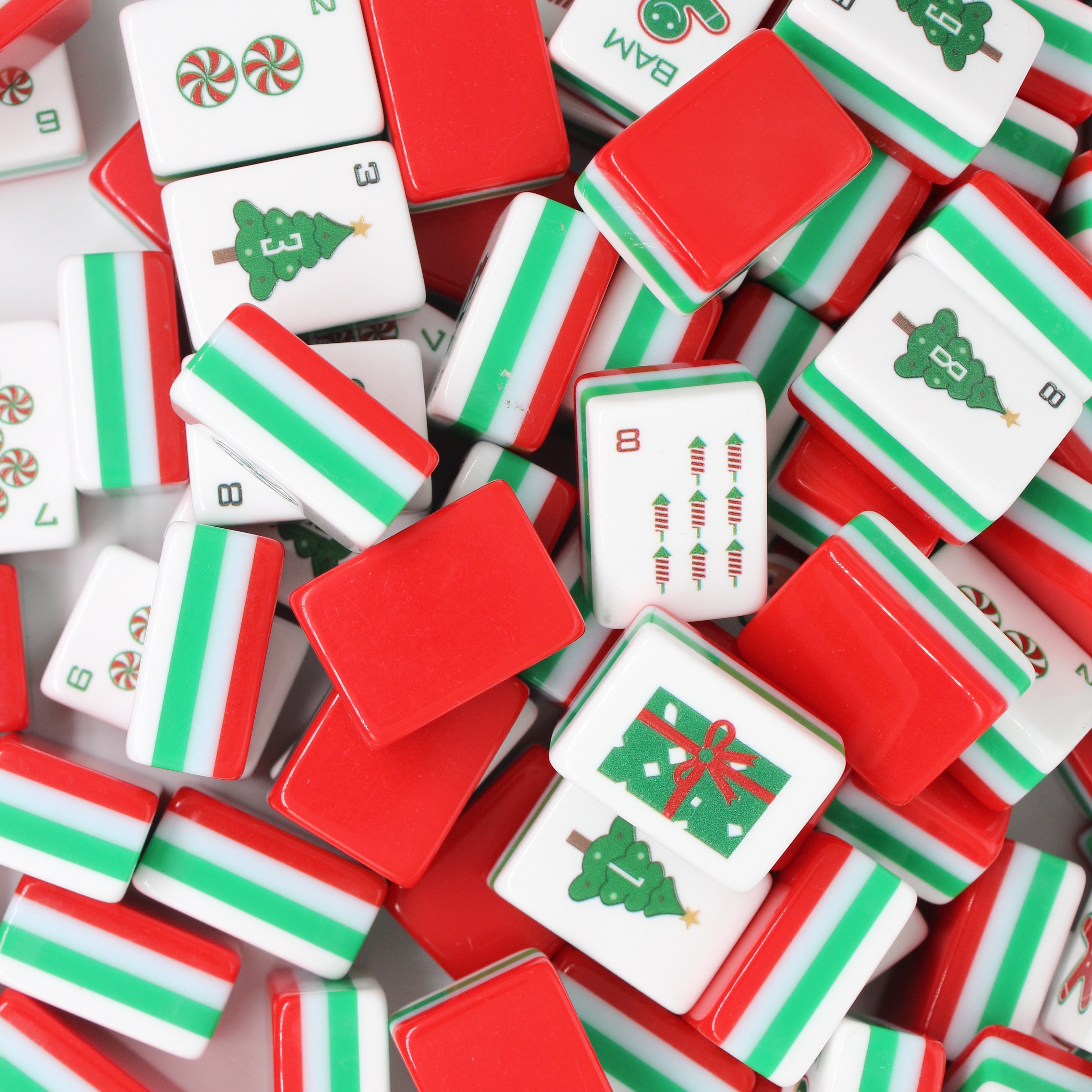 Fichas de Mahjong Rojas Navideñas