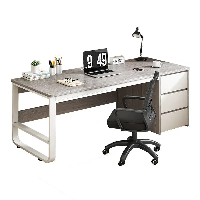Mesa de oficina moderna de madera para el hogar, muebles de oficina, escritorio de ordenador, mesa ejecutiva, escritorio de oficina de acero metálico