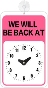 Dấu hiệu trả lại với đồng hồ màu hồng cho phụ nữ 'chúng tôi sẽ trở lại' và 'chào mừng chúng tôi mở' từ trên hai mặt bao gồm cốc hút - Product Image 3