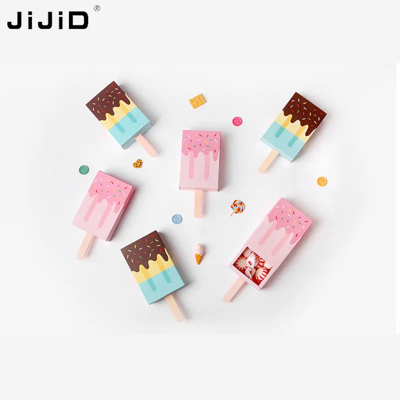 JiJiD, diseño de patrón de dibujos animados, personalización, bandeja de papel para paletas, cajón de embalaje, caja de regalo, embalaje de paletas de helado de grado alimenticio
