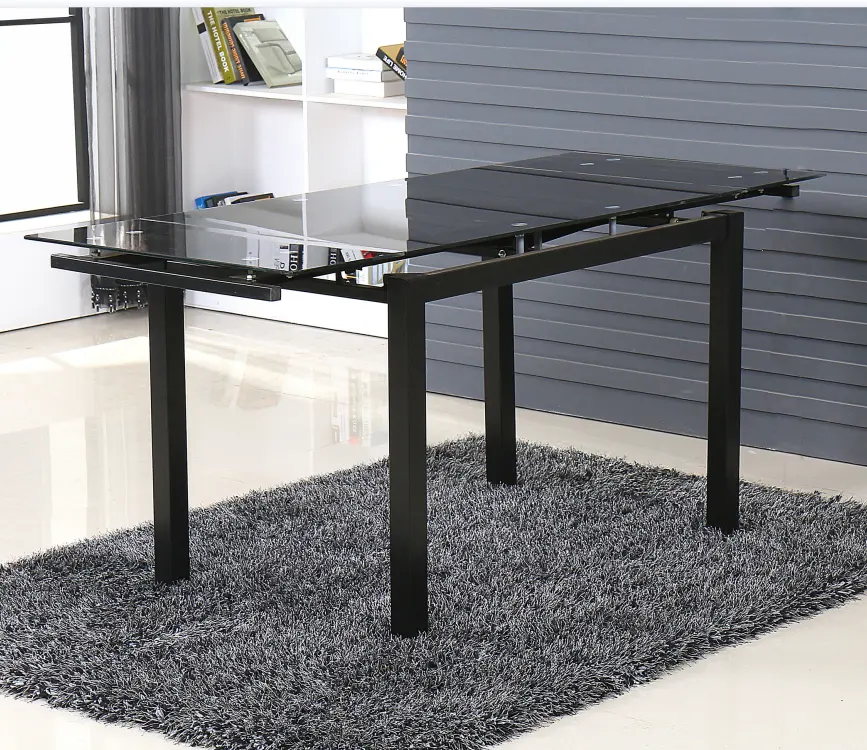 Table en verre pliable avec cadre métallique, extension sur le dessus pour meubles de salle à manger, bon marché