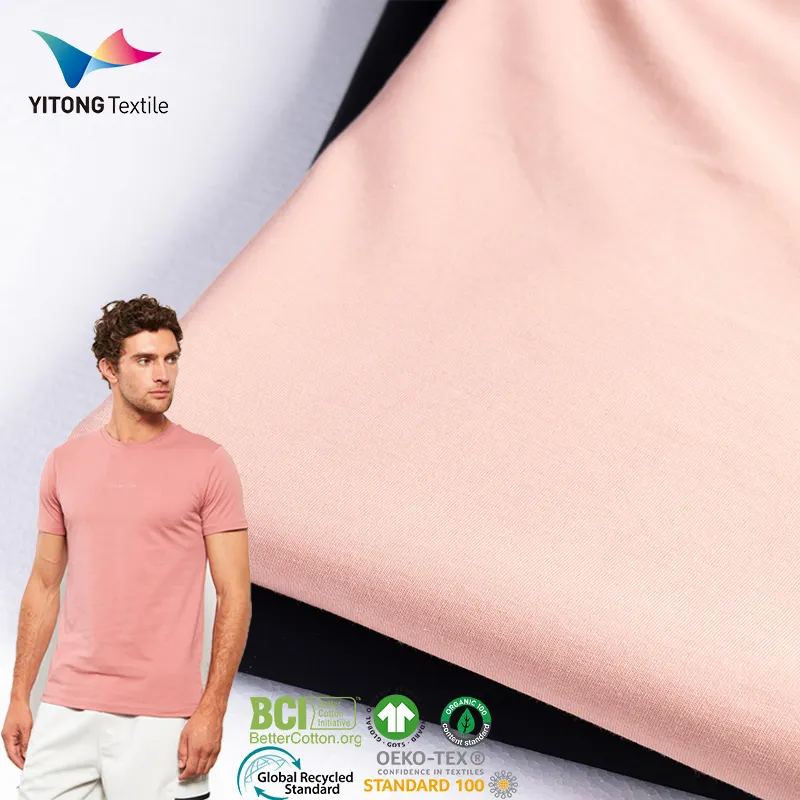 Vente en gros de tissu en coton extensible Tissu en coton tricoté biologique Tissu en coton 100% pour t-shirt