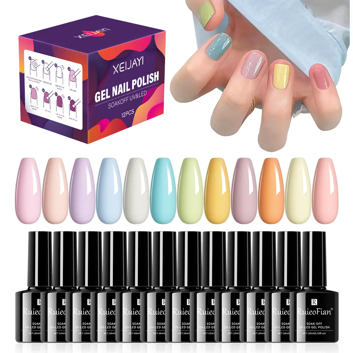 Set di smalto per unghie Color pz/set 12 kit di vernice per rivestimento superiore a Base di Gel a LED UV Semi permanente tutto per Manicure Nail Art