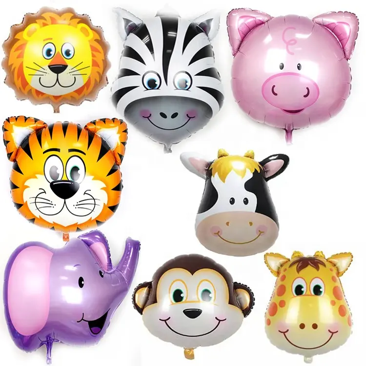 Balões metálicos de animais para decoração, mini balões de folha de alumínio para decoração de festa infantil, balão de macaco tigre lion