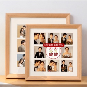 定制9格照片乡村风格组合方形拼贴相框家居装饰斜边木框 - Product Image 2